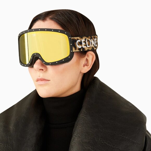 Celine CL40196U SKI MASK Women 99C Animal Gold Mirror NEW AUTHENTIC - Picture 11 of 14